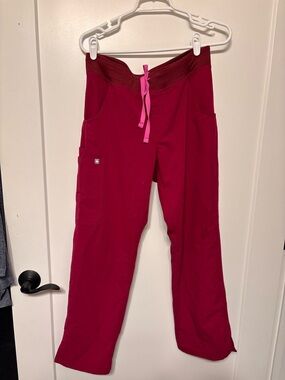 FIGS Kade Cargo Scrub Pants, medium petite pink ultra rose